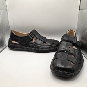 Spring Step Mens Black Leather Fisherman Sandals Made in Portugal Size 41 M7 W9